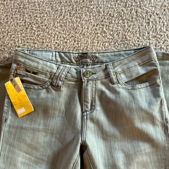 Robins light grey straight leg rhinestone jean - Picture 2 of 7